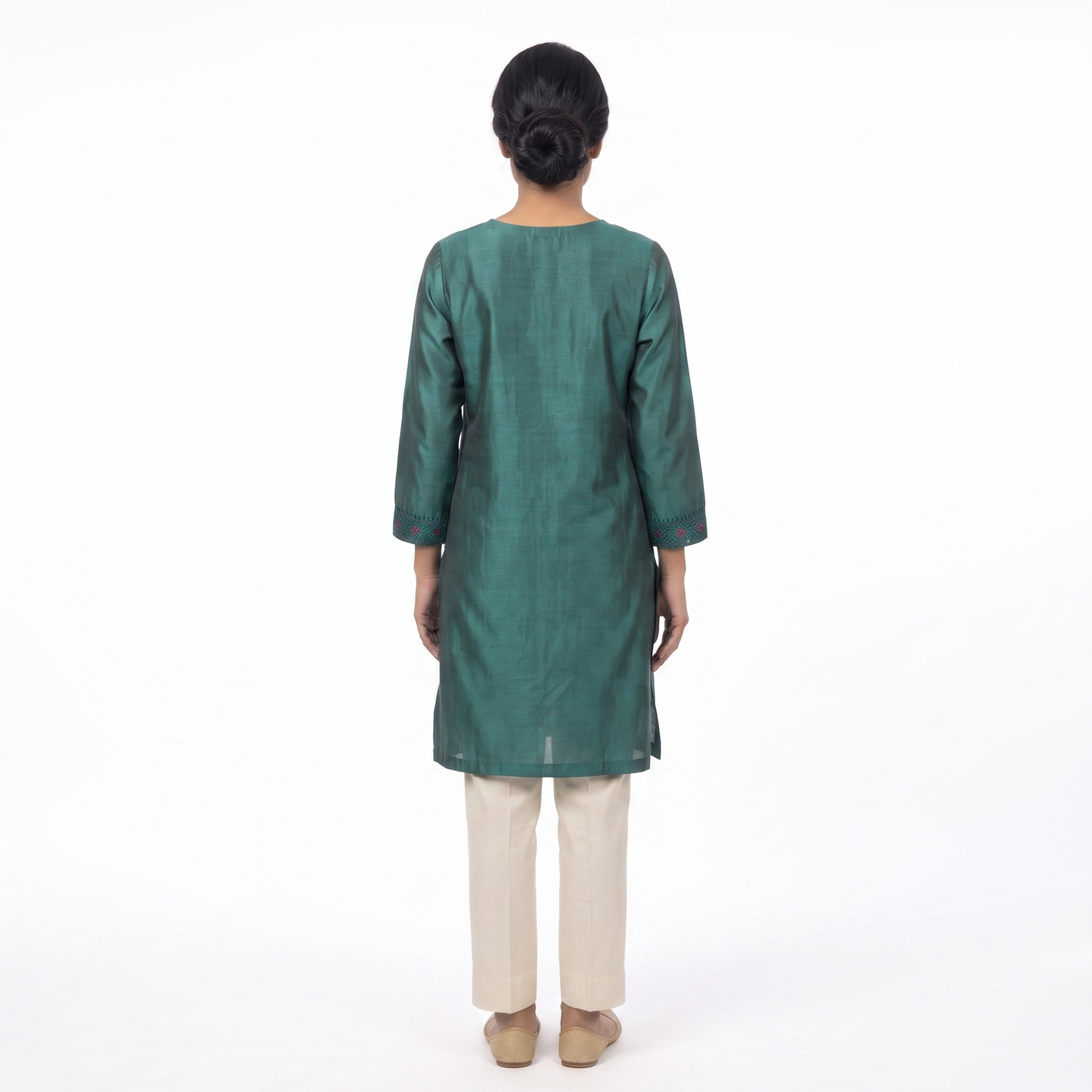 Women's Teal Green Embroidered Straight Kurti | Premium Cotton Blend | Ethnic Wear